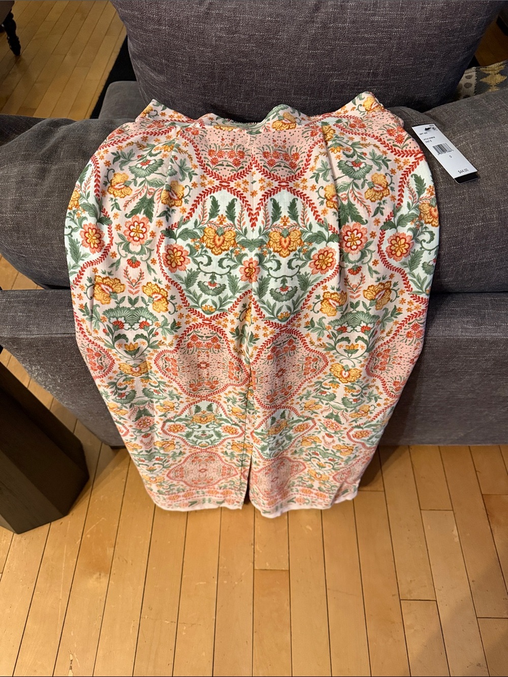 BCX Wide Leg Floral-Print Pants in Green, Orange & Cream